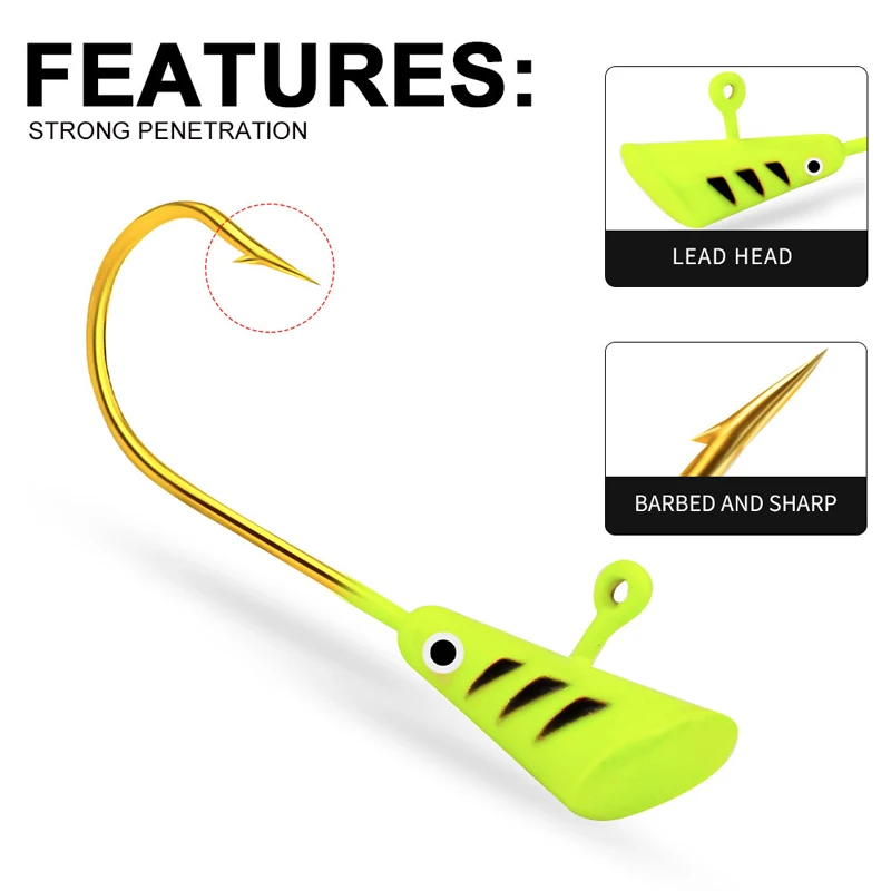 25pcs Fishing Hooks Painted Shad Dart Jig Heads Crappie Panfish Bass Lures Bait Goods Hooks Fishing Accessories 0.8g/2g 3