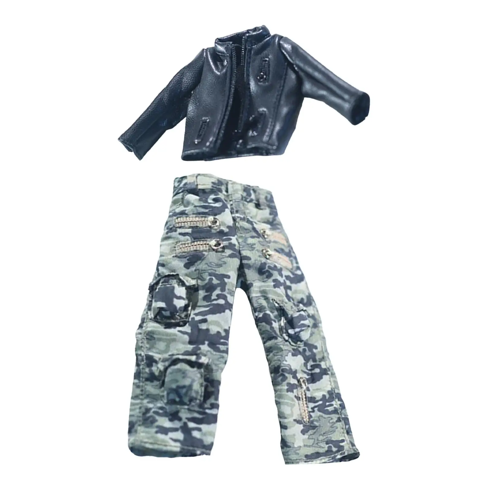 

1/12 Scale Figure Doll Clothes Miniature Jacket and Pants with Zip Male Figure Accessories Full Suit for 6" Male Action Figure