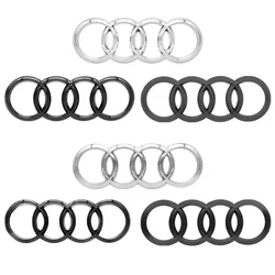 Sleek 4 Rings ABS Car Emblem and Badge Set - Glossy Black Audi (Rear 202mmX72mm Arc)