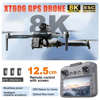 Drone XT606 MAX 3 con Batteria, Fotocamera Professionale 4K 8K HD, FPV con Schermo, Drone 360 °   Drone Giocattolo con Evitamento Ostacoli, Regalo Quadricottero