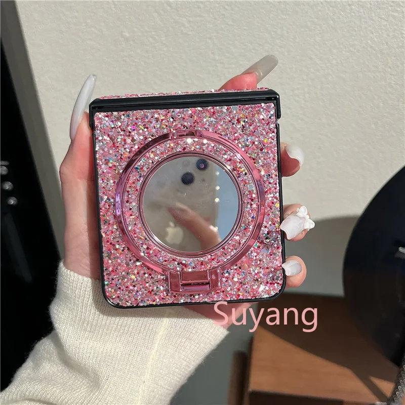 Magnetic Phone Case With Makeup Mirror For Samsung Galaxy Z Flip_voghion.com