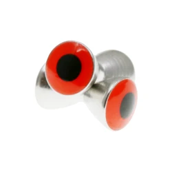 Vibrant Multi - Color Brass Dumbbell Eyes Set for Fly Tying - 25 Pack, 3 Size Assortment (Silver - Orange Eyes)