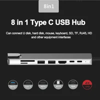 8 In 1 Type C 3.1 Hub USB C to RJ45 USB 3.0 4K HDMI-Compatible SD/TF Card Reader USB-C PD Fast Charge Splitter for MacBook Pro - Image 4