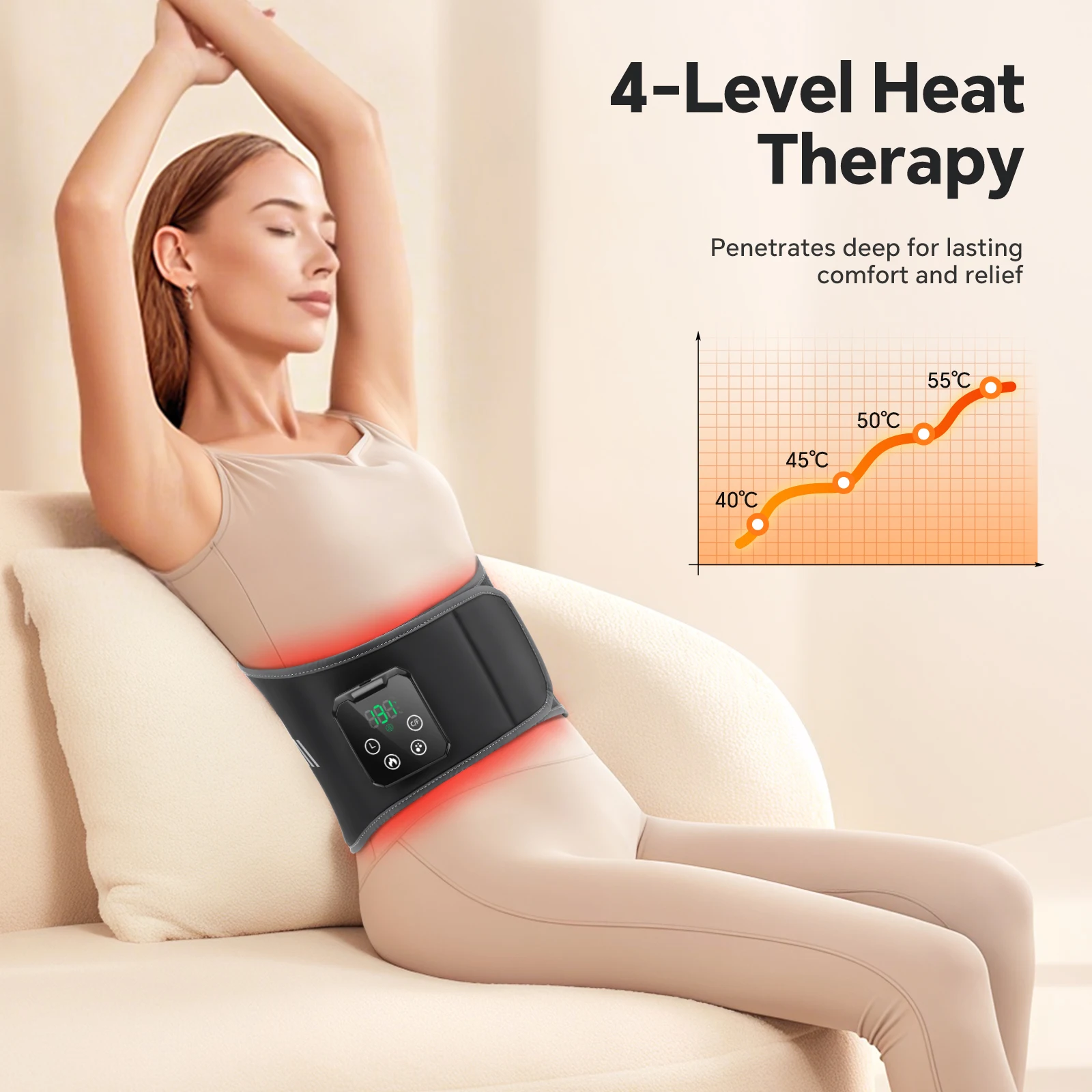 Cordless Warm & Cold Compress Air Compression Waist Belt Heating & Ice Pack Therapy Waist Massage Belt Back Lumbar Support Brace