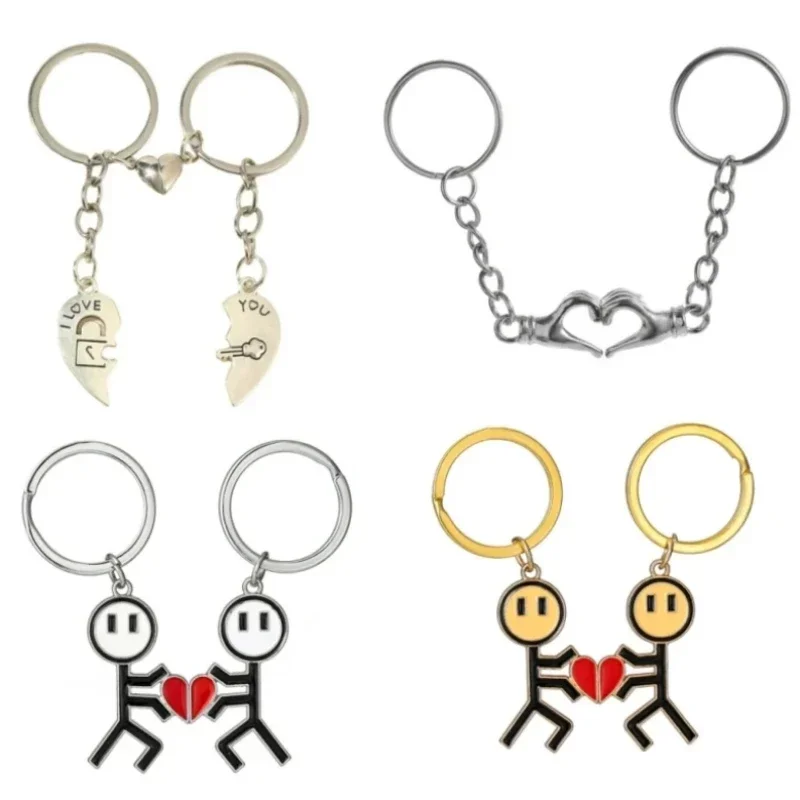Couple Magnetic Suction Graffiti Key Chain Love Palm Heart