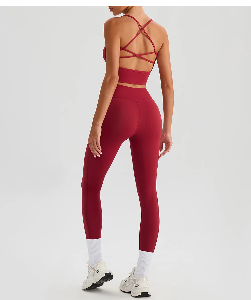 Woman wearing leggings in a yoga pose