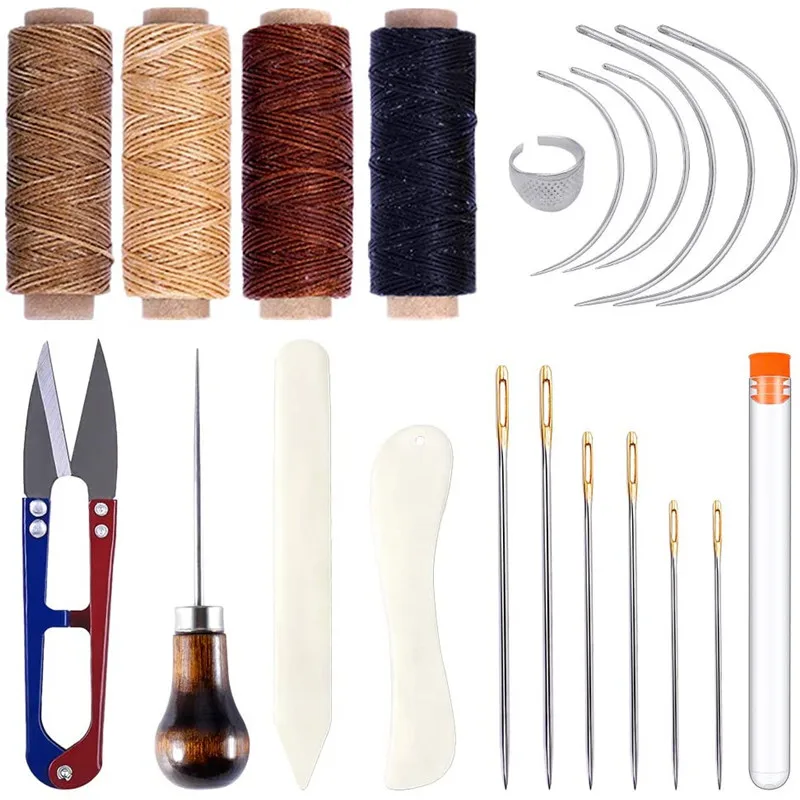 

IMZAY 22PCS Leather Sewing Tools Set And Supplies With Folder Paper Creaser Large-Eye Stitching Needles And Waxed Thread
