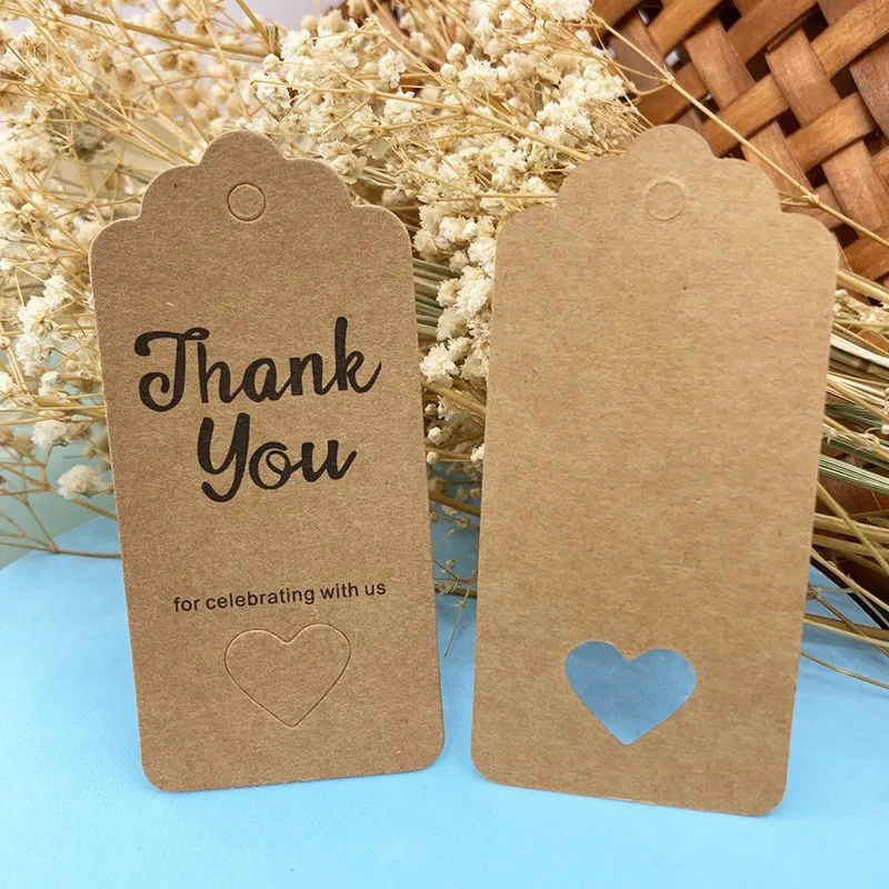 Thank You Cards 50 Pieces Blank Kraft Paper Tags with Jute Ropes New Year Christmas Party Gift Thank You Cards Wedding Bags Package