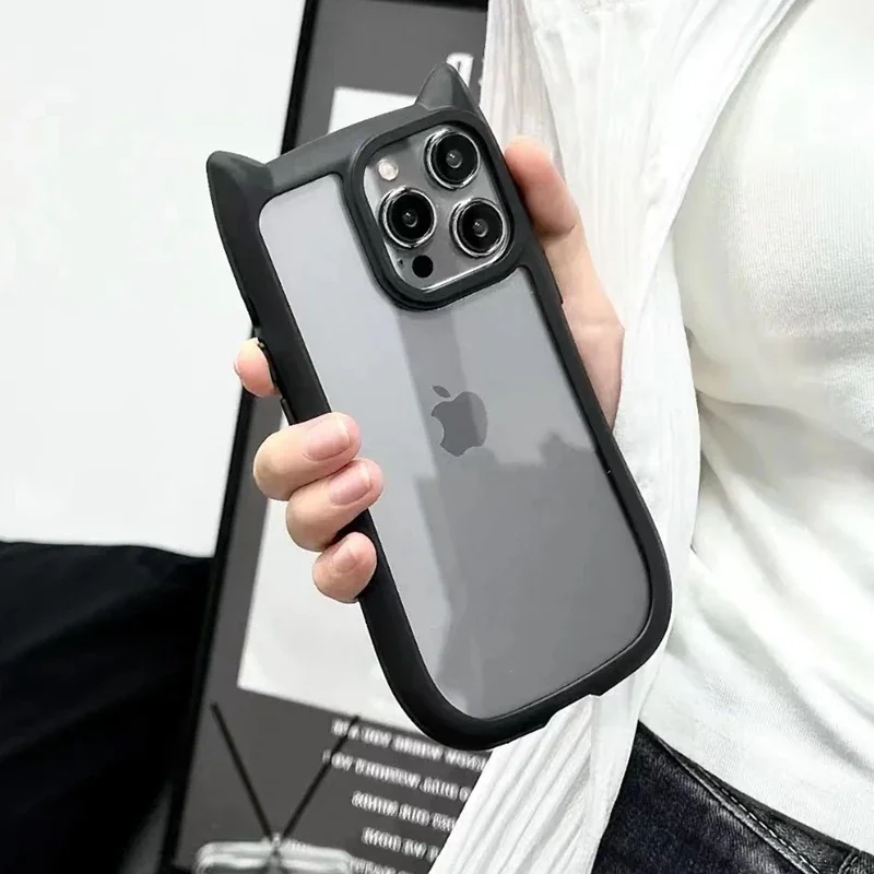 Cute Cat Ear Transparent Case For iPhone 17Air 12 13 thumbnail 7