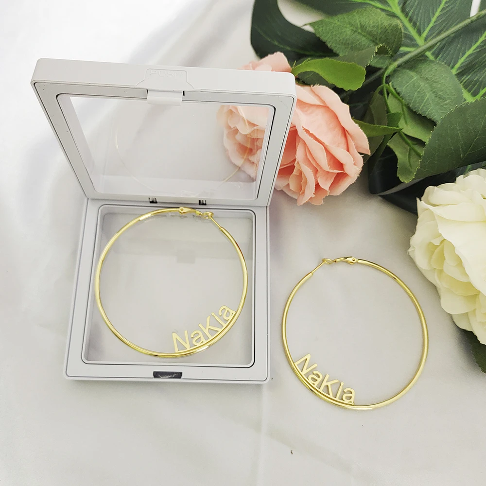 

DODOAI Custom Name Hoop Earrings Customize Name Earrings Personality Big Hoop Earrings With Statement Words Children's Jewelry