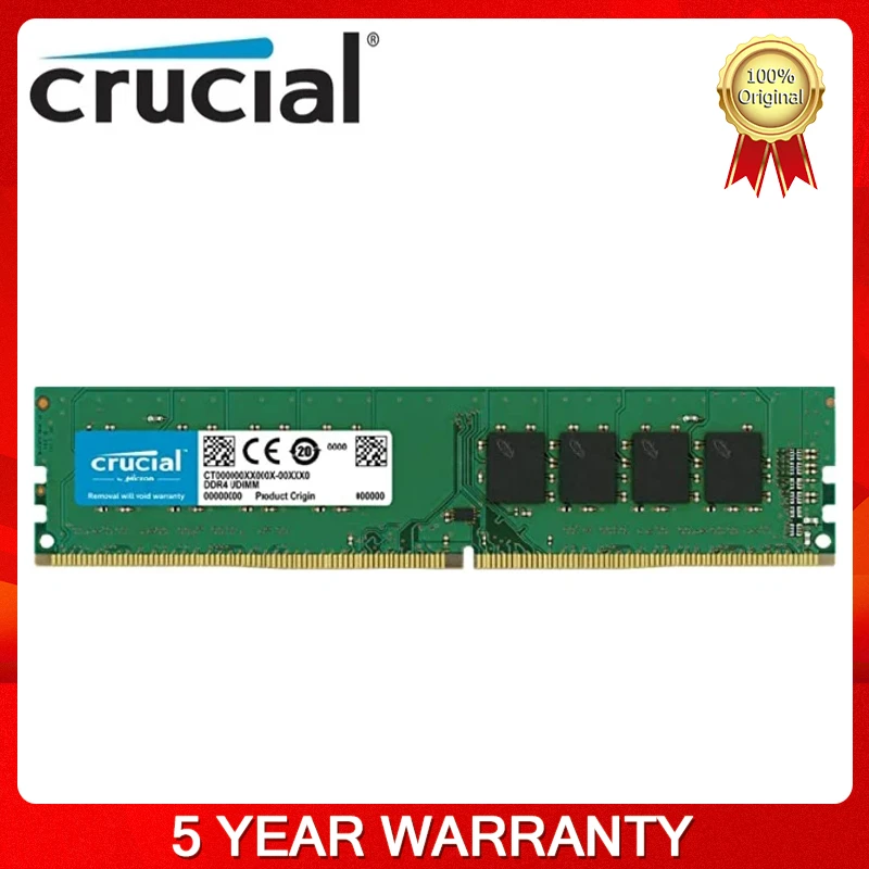 Barrette Mémoire RAM Crucial DDR4 2400 MHz - 4 Go, 8 Go Ou 16 Go, PC4-19200, Neuve Sous Blister