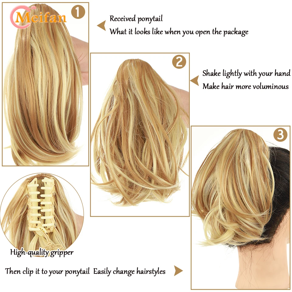 Synthetic Claw Ponytail Clip in Hair Tail Extensions Straight Pony Tail Hairpiece Hair Bun Short Fake Ponytail Hairstyles