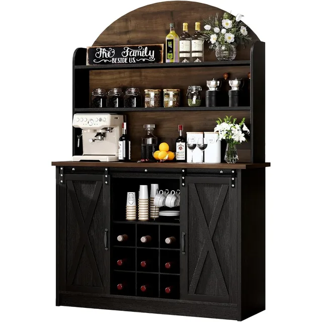 Farmhouse 3-Tier Bar Cabinet 6