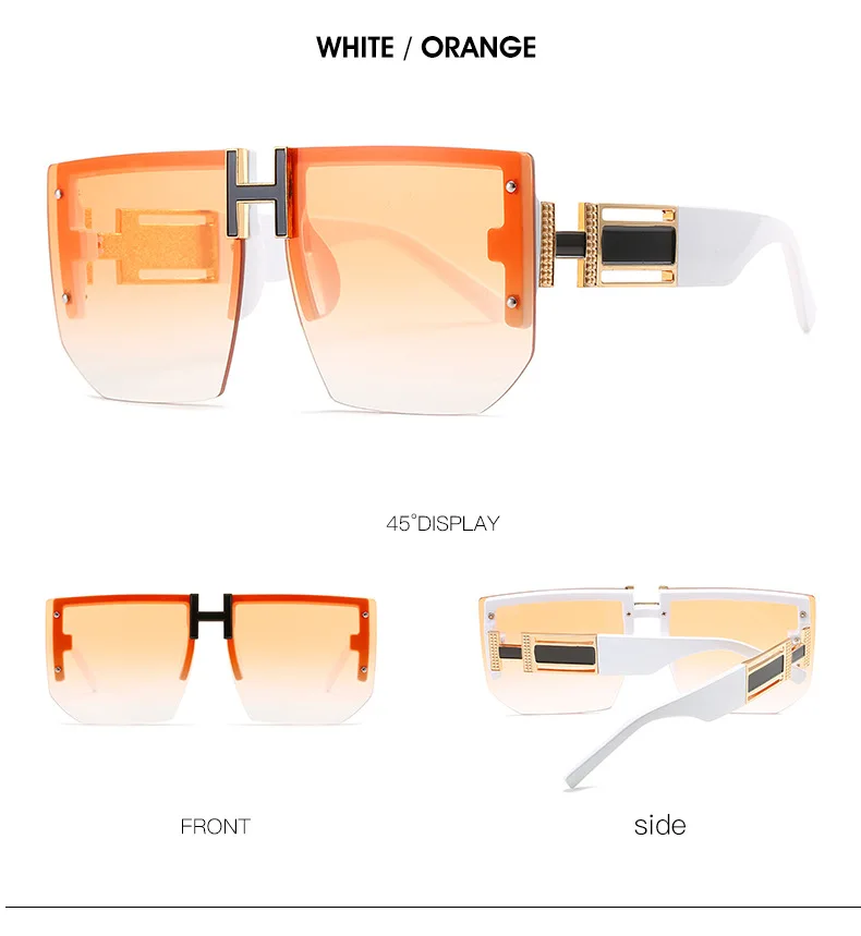 Trendy Fashion Rimless Frame Square Sunglasses Women 2022 Gradient Luxury Brand Designer Oversized Vintage Glasses ​Shades UV400 oversized square sunglasses