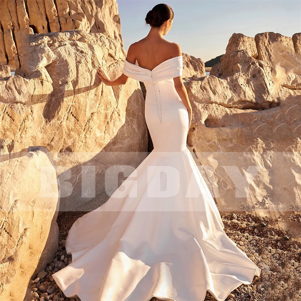 BIGDAY Off The Shoulder Mermaid Wedding Dress 2025 Lace-up Sweetheart Open Back Satin Bridal Gown Vestido De Noiva Customized 9 Sf55c60ca6bdc49da8bc316d9deb22a1eD
