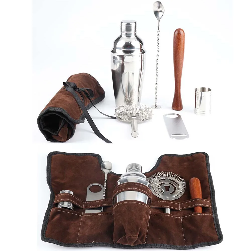 

Персонализированный подарок для мужчин, шейкер-бойфренд, дедушка, босс, персонализированный набор шейкеров для коктейлей с коричневой сумкой