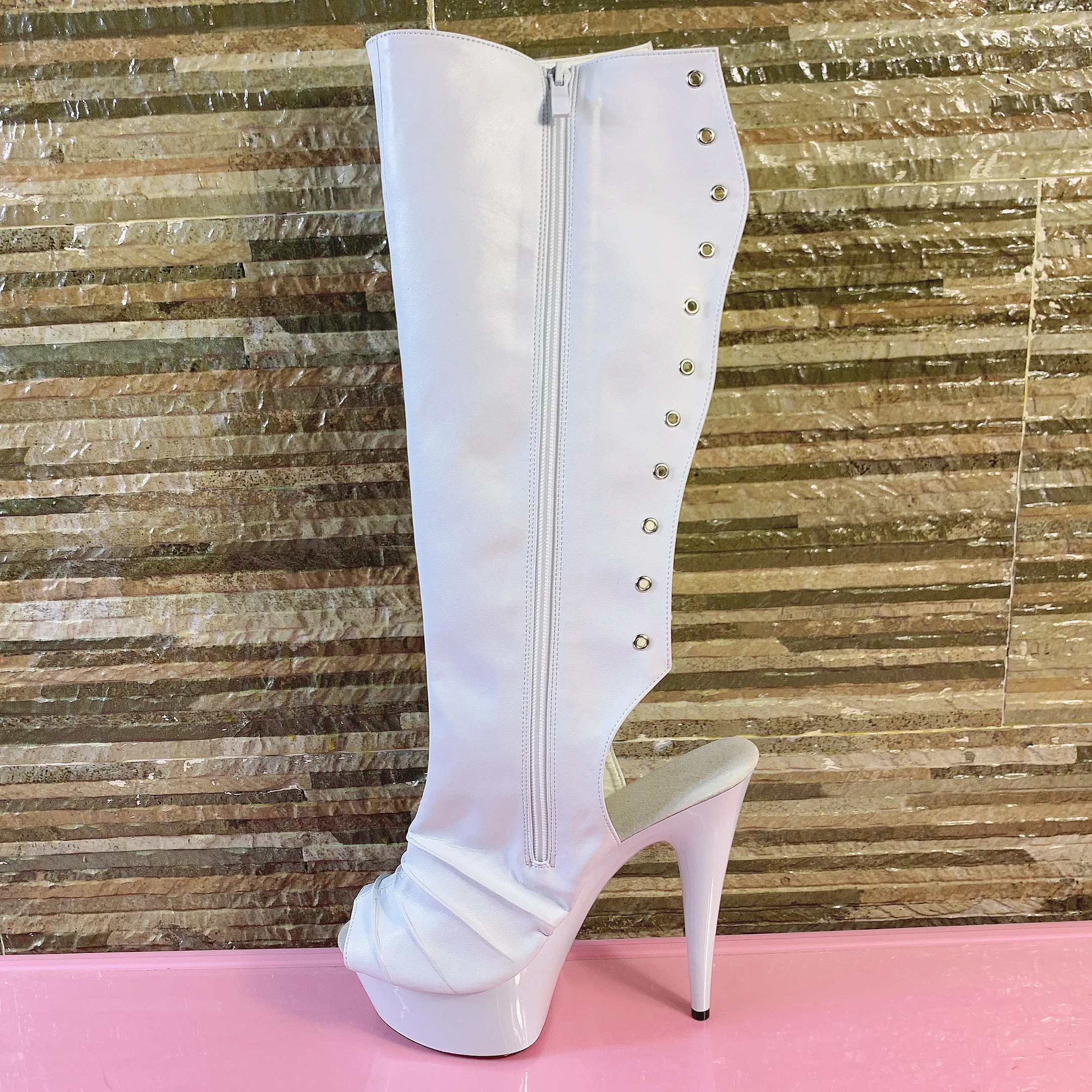 Star performance shoes 15cm high-heeled shoes sexy boots medium-leg back strap open toe shoes women's 6 inch Summer dance shoes
