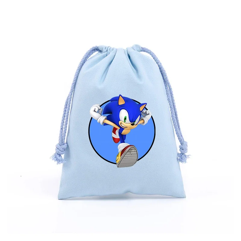 thumbnail image 1 of Bolsas con cordón de Sonics Anime The Hedgehog, bolsa de almacenamiento de dulces para maquillaje, bolsa de algodón Kawaii, práctico paquete con bolsillos, bolsa de regalo de cumpleaños, nueva, 1 of 5