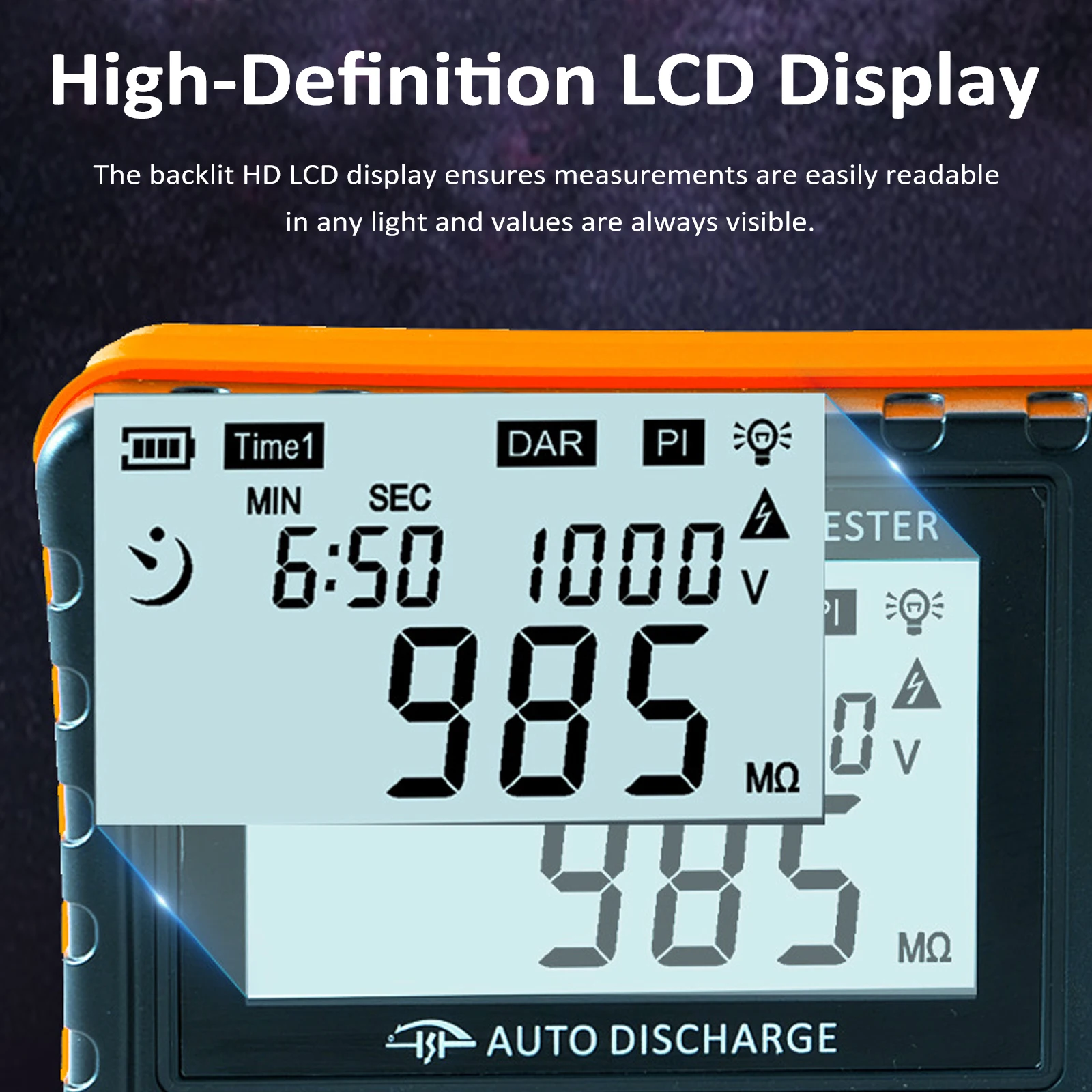 Digital Insulation Resistance Tester 250V/500V/1000V Megohmmeter LCD Display Insulation Resistance Meter with Buzzer Alarm