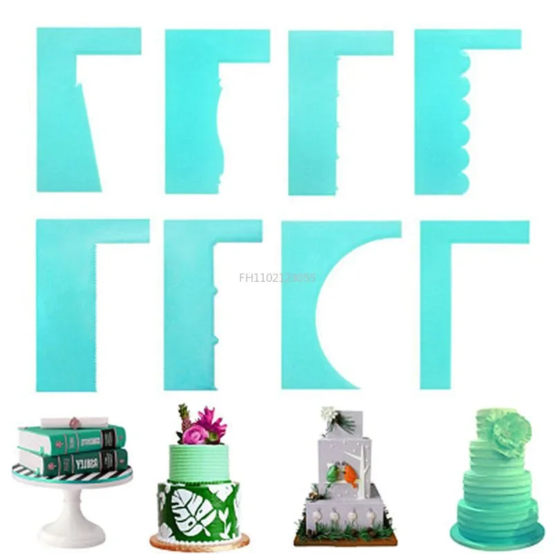 1Pcs Cake Scraper Decorating Comb Pastry Icing Smoother 8 Styles Design Textures Fondant Fashion Spatulas Baking Cake Tools
