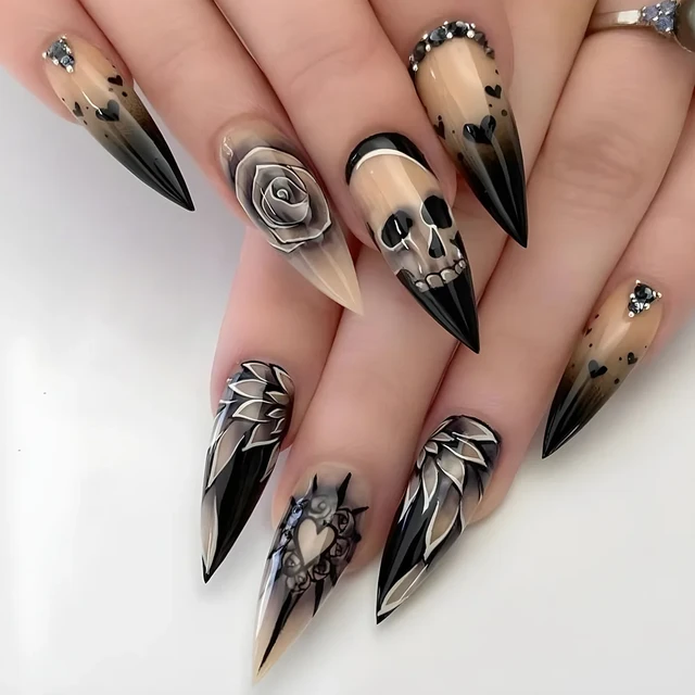 Amazon.com: Halloween Costume False Nails Claw Gloves Long Fake Nail Tips  Full Cover Nail Art Arrow Claw Halloween Prop Decor Party Gothic Vampire  Witch Claw Paw Gloves for Women Men Cat Finger