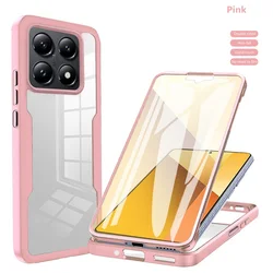 Premium Double Cover Case with Full 360° Protection and Screen Film Protector for Honor X70 (Pink)