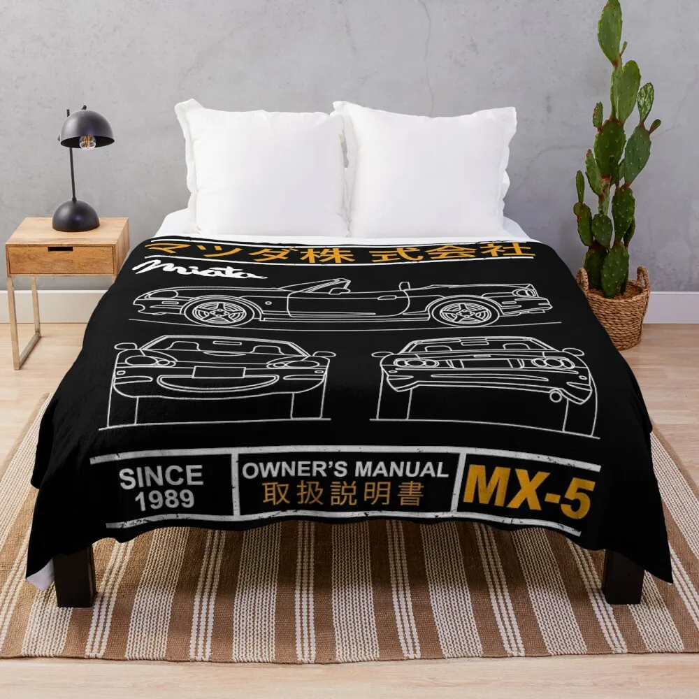 

Blueprint of the MX-5 Miata Throw Blanket Furry Designers Hair Blankets