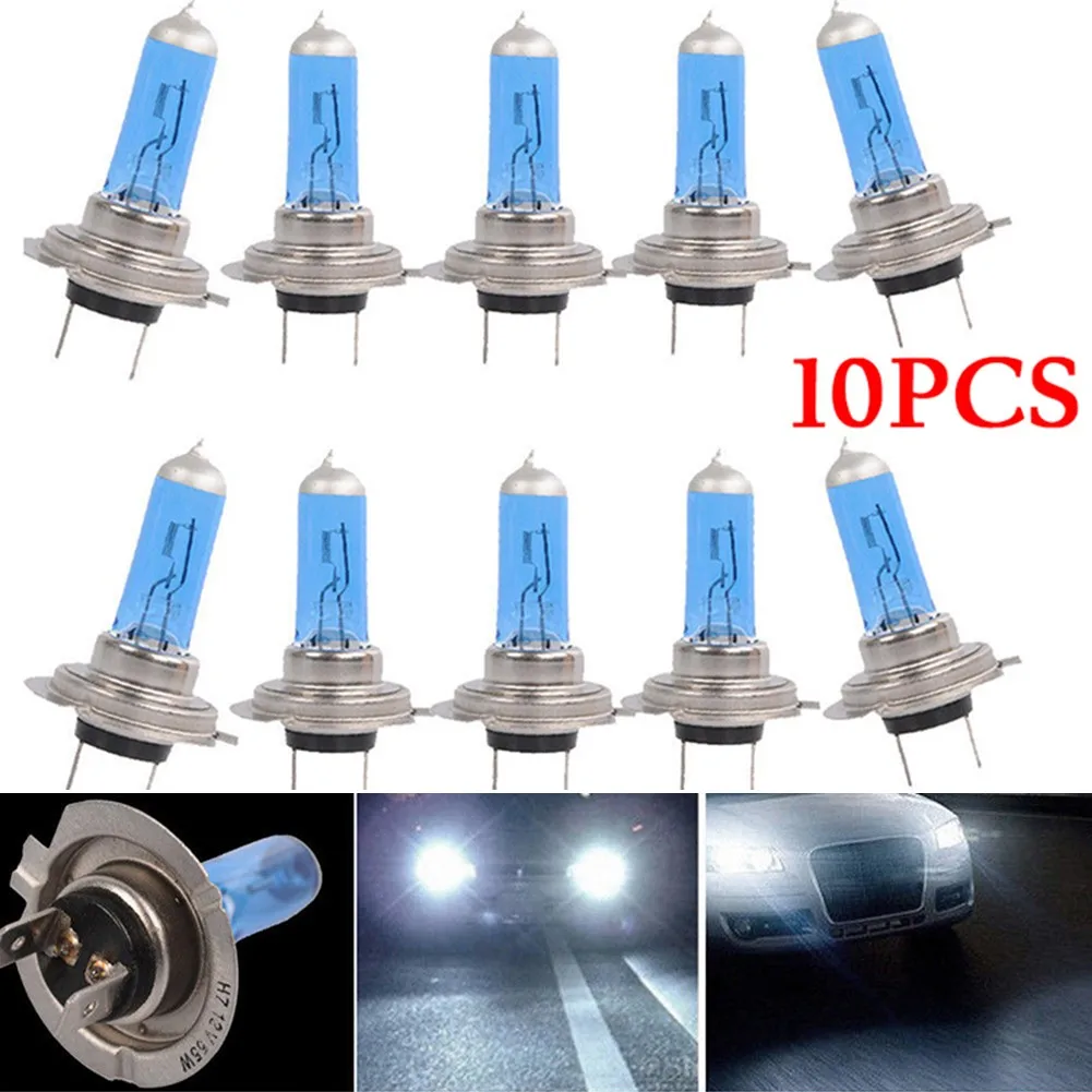 

10pcs/set Halogen Bulbs Super Bright H7 12V/55W Xenon White 6000K Halogen Car Headlights Lamp Bulbs Car Light Parking Lights