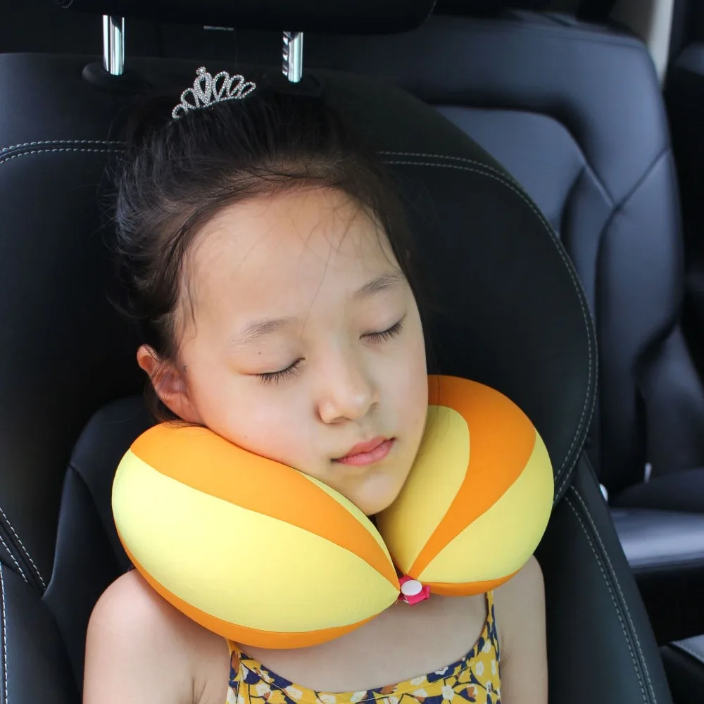 Children Neck Pillow Contrast Color Splicing Travel Sleeping U-shaped Pillows Comfortable Baby's Car Safety Seat Pillow 4