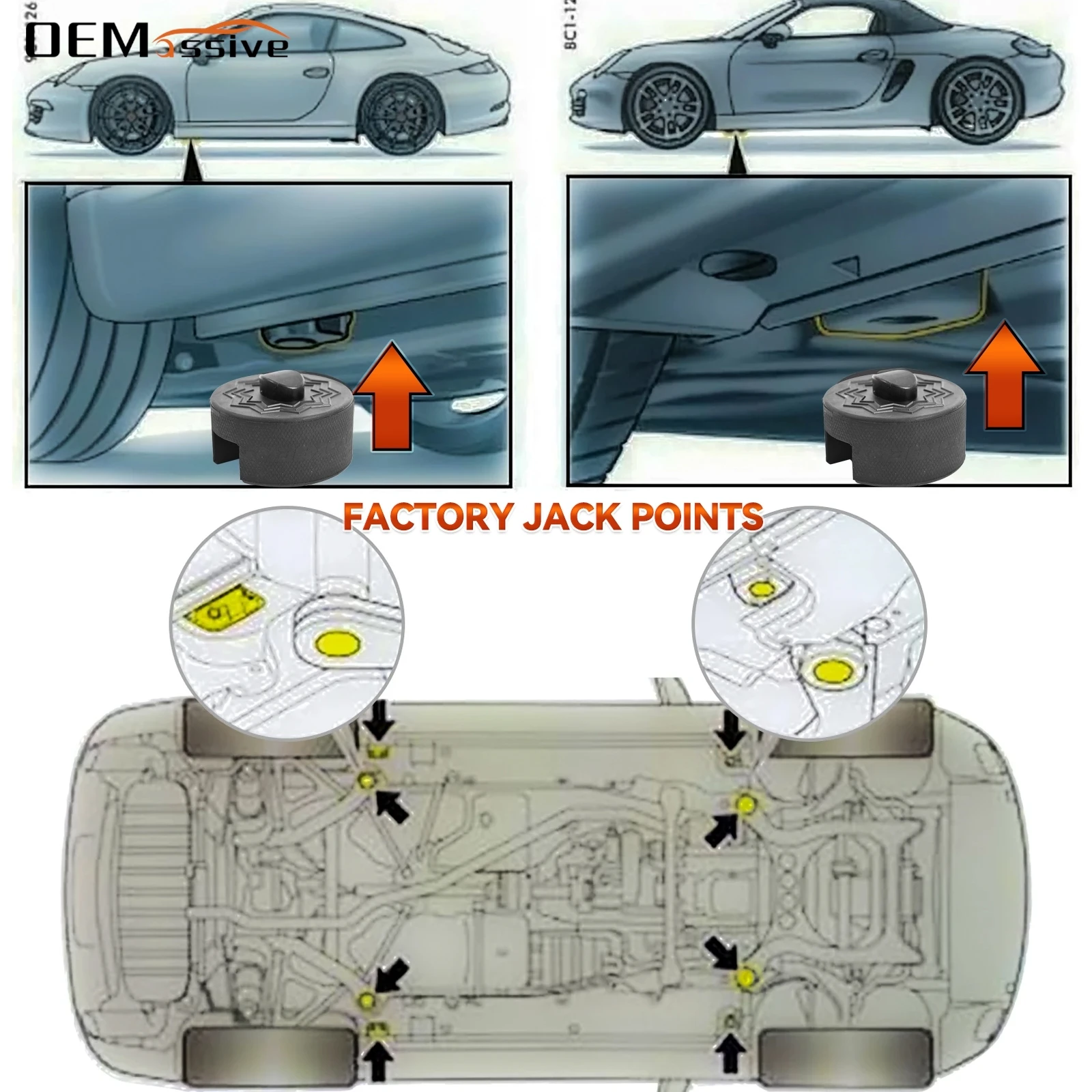 Car Axle Jack Stand Adapter Rubber Pads Lift Pucks For Porsche 911 964 991 993 996 Turbo 997 Cayman Boxster Jacking Point Pad car lifting tool