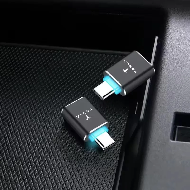 테슬라 모델 3 Y S X 사이버트럭 장난감 스티커 코일 스페이스엑스 차량용 타입-C to USB 3.0 인터페이스 미니 컨버터 충전 어댑터