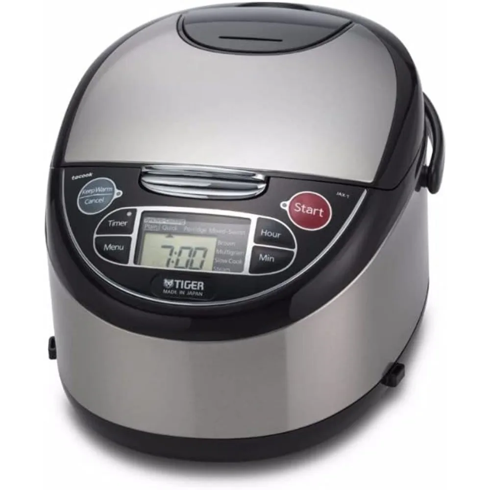 10-Cup (Uncooked) Micom Rice Cooker with Food Steamer & Slow Cooker, Stainless Steel Black