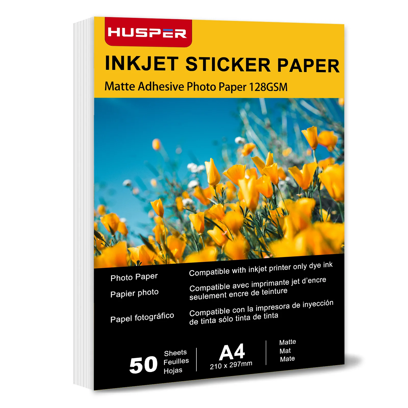 Papier Photo A4 blanc mat, 50 feuilles de papier Photo 128g/m2, pour étiquettes de bricolage, Compatible avec imprimante à jet d'encre, taille 8.3x11.7 pouces