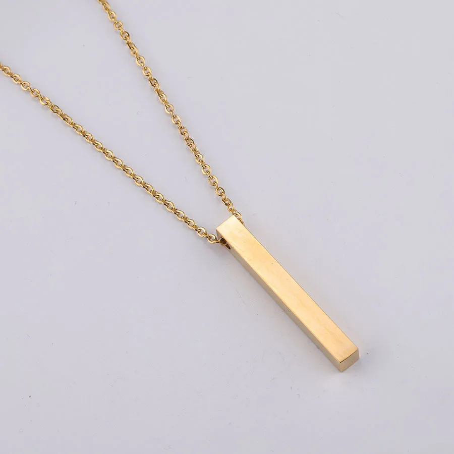 10Pcs 5*40mm 3D Bar Necklace Mirror Polish 316L Stainless Steel Unisex Necklace Jewelry 5 Colors with 45cm Long Chain Best Gifts