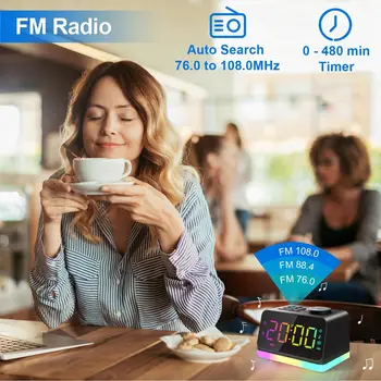 Digital Alarm Clock with FM Radio, Night Light & USB Charging Ports, Sleep Sound Timer for Bedroom, Easy Use for All Ages 2