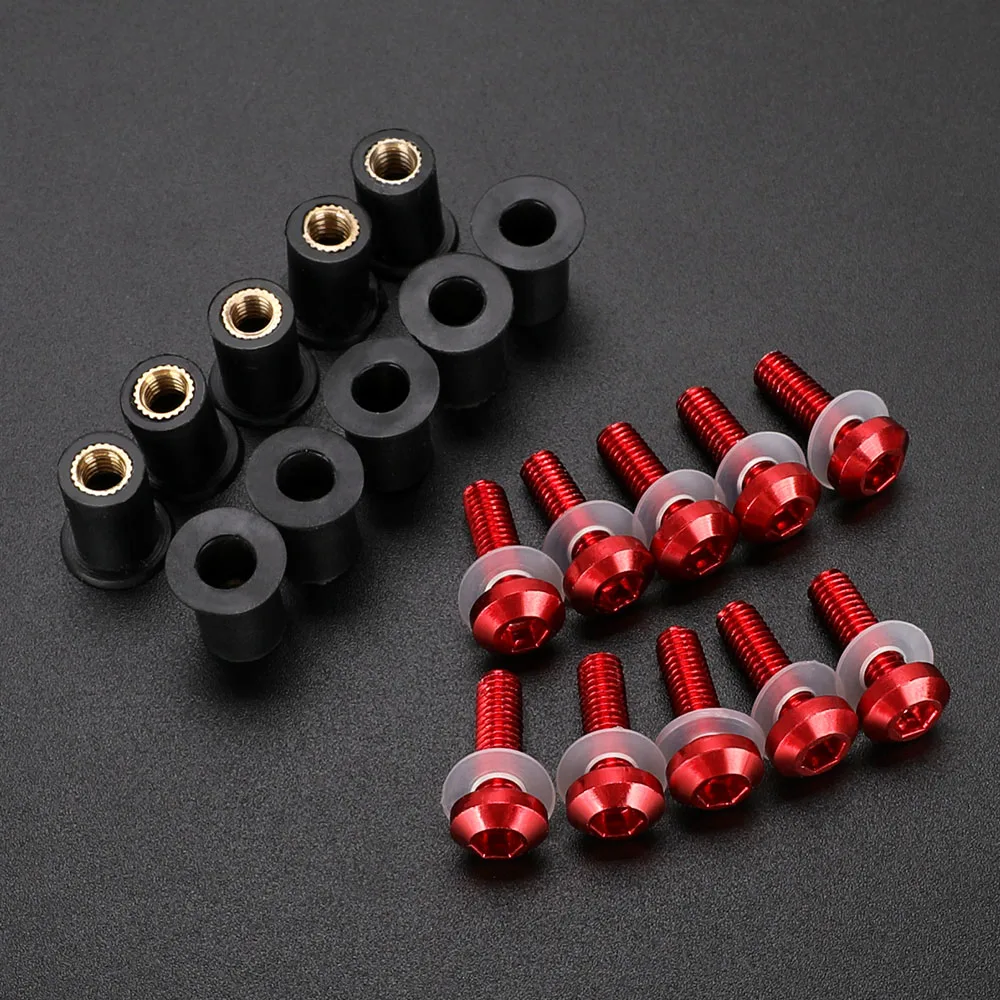 Motorcycle Kuip Bolt Kit Fastener Clips Schroeven Voor Suzuki GSXR 600 750 1000 600 750 1000 K1 K2 K3 K4 K5 K6 K7 K8 K9 Punaise (Color : Rood