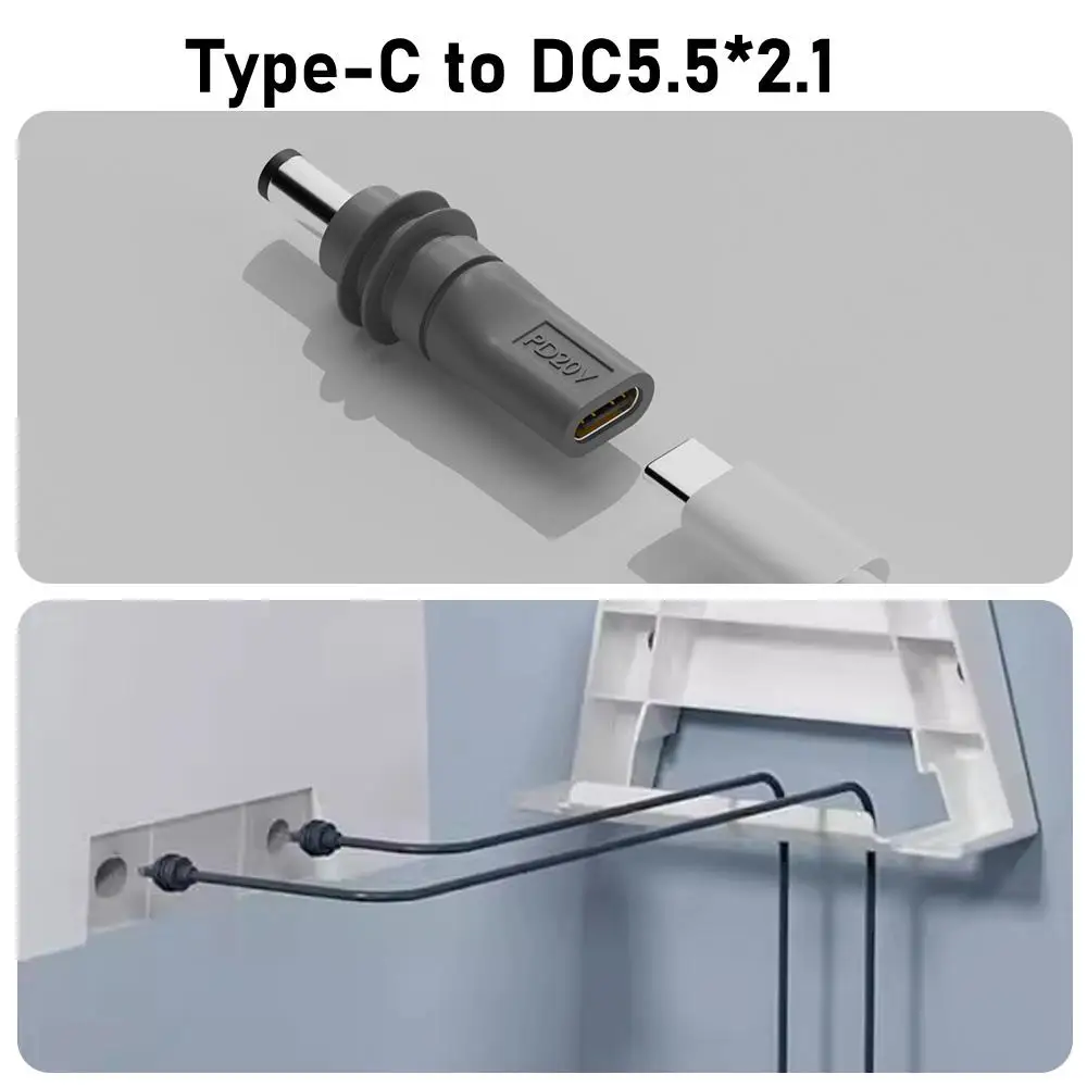 Type-C to DC Adapter for Starlink Mini Outdoor Waterproof Barrel Jack Charging Cable Ports Supports PD Protocol 100W (20V/5A)