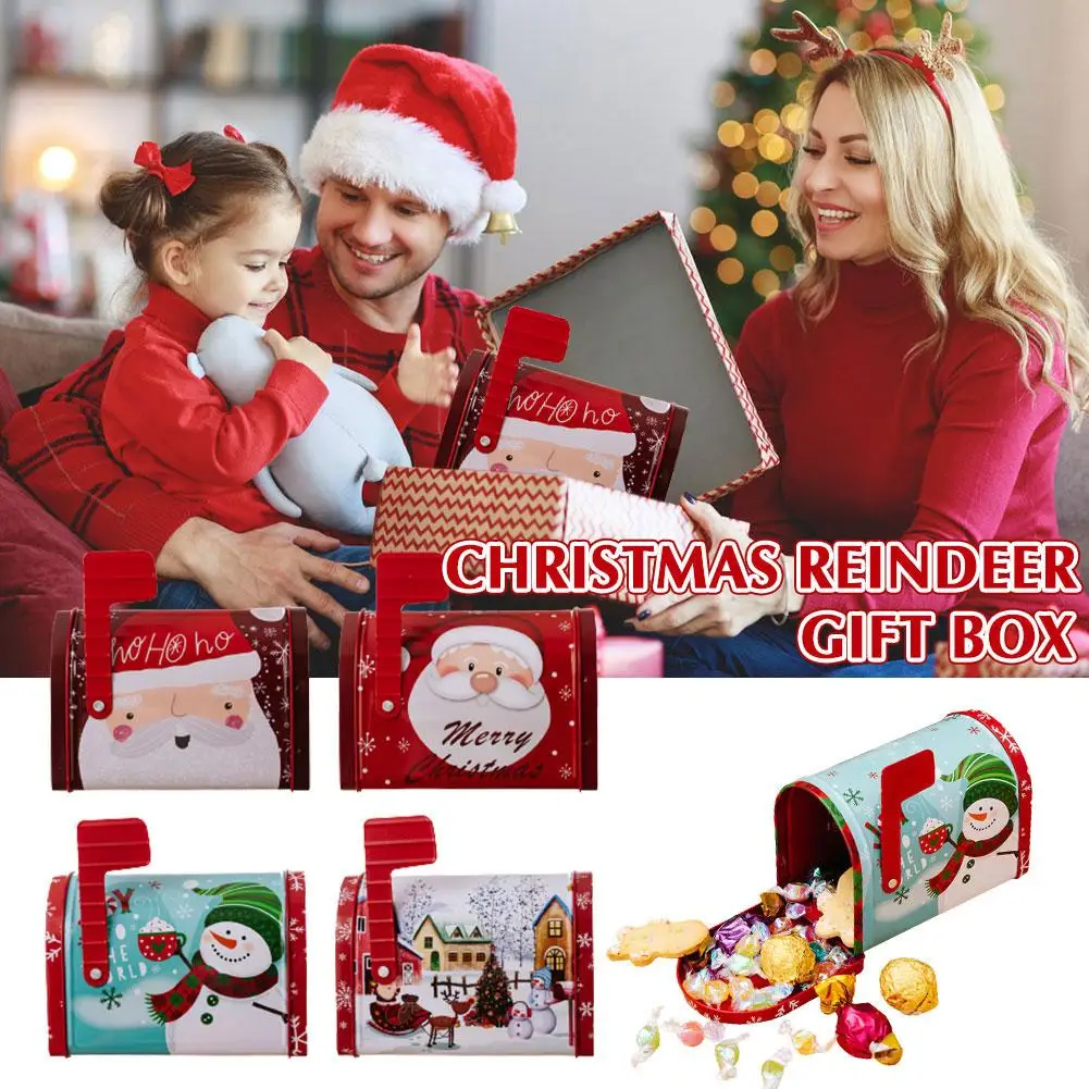 

1pc Christmas Tinplate Mailbox Shape Cookie Tin Candies Small Box Box Treats Treat Case Candies Biscuits Party Xmas Small G Y2T3