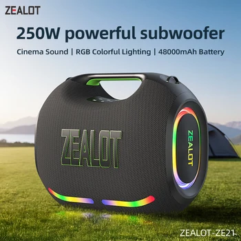 ZEALOT-ZE21 250W Big Power Wireless TWS Subwoofer Bluetooth Speaker High Volume Waterproof Portable Mobile Power HIFI Sound