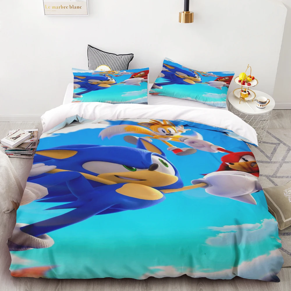 thumbnail image 1 of Funda nórdica Juego de cama de dibujos animados de Sonic Juego de cama suave y cómodo Adecuado para el hogar Decoración impresa en 3D Regalos para niños, 1 of 4