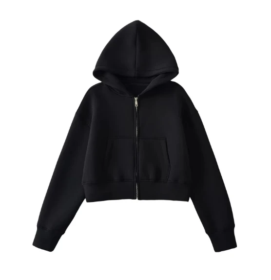 Wendy | Checked, long-sleeved hooded outerwear with snap fasteners