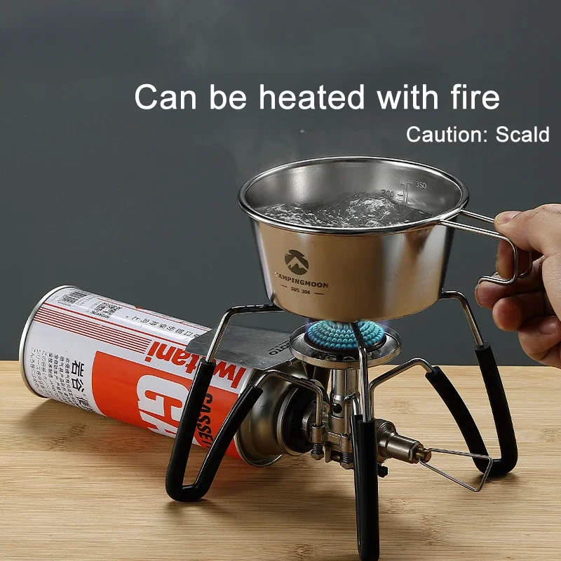 CAMPINGMOON 2개/4개 시에라 그릇 및 컵 세트 - 캠핑 및 피크닉용 스테인리스 스틸 야외 식기류(보관 가방 포함)