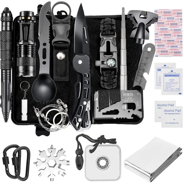 18 1 Wilderness Emergency Survival Kit Camping en plein air Outils de survie  militaire Kit d'équipement Aventure Earthquake Survival Kit