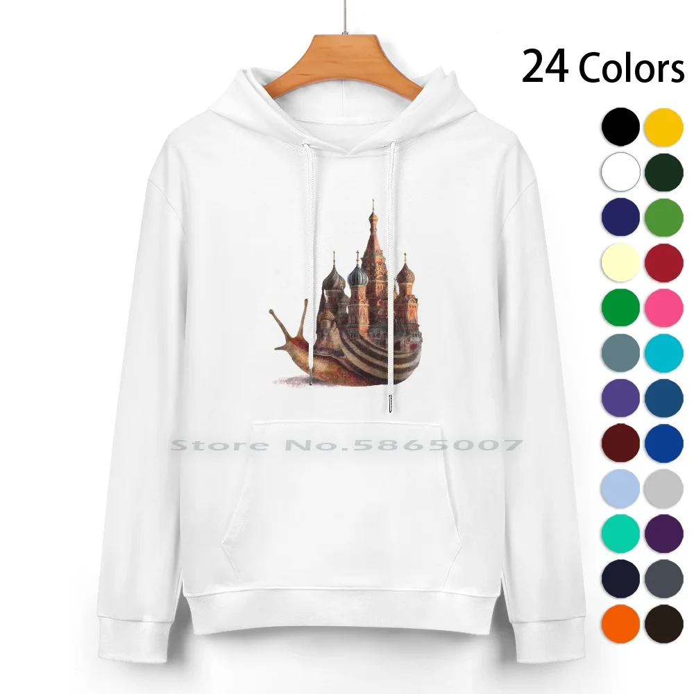 

The Snail's Daydream Pure Cotton Hoodie Sweater 24 Colors Snail Fantasy St Basils Cathedral Whimsical Surreal Nature Dream