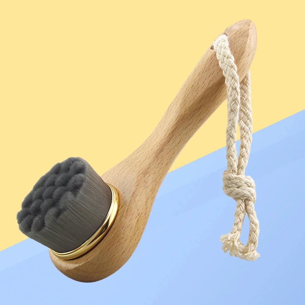 

Facial Cleansing Brush for Deep Pore Cleansing Manual Spa Wash Massage Exfoliation Bristle Brush With Wooden Long Handle Facial