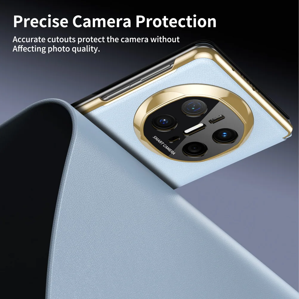 Luxury Smart Leather Gold-Toned Magnetic Protective Case with Lens Cover