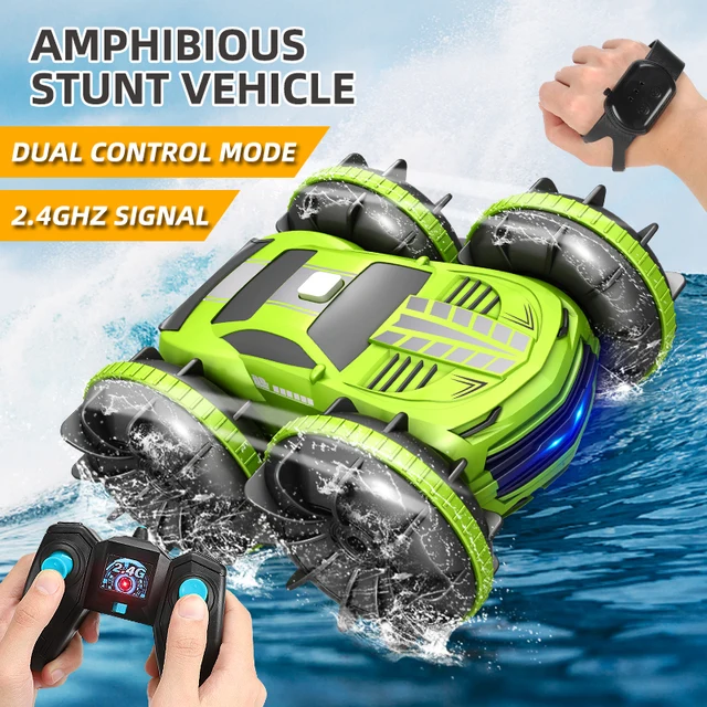 2in1 RC Car 2.4GHz Remote Control Boat Waterproof Radio Controlled Stunt Car 4WD Vehicle All Terrain Beach Pool Toys for Boys 2