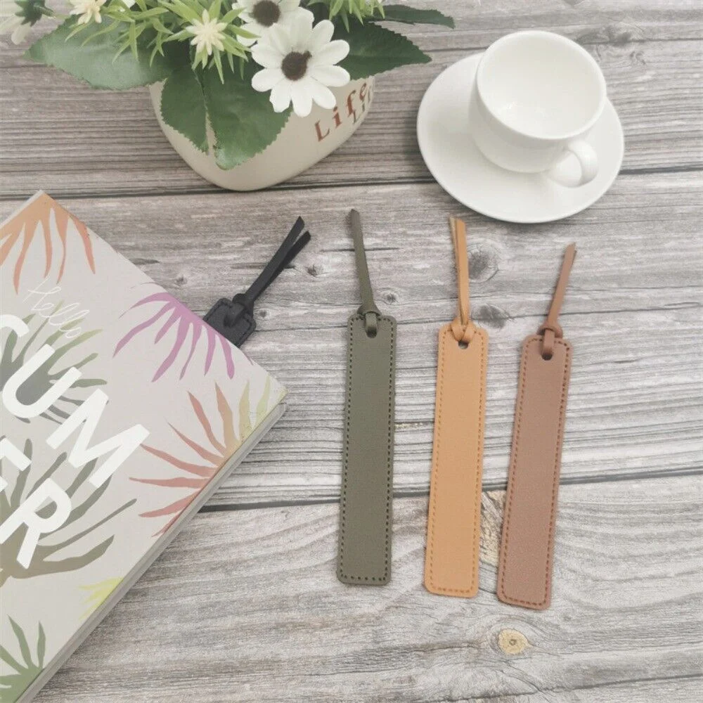 Fashion Solid Color Leather Book Mark Tag Read Marks Reader Pager Bookmark Holder Office Stationery Supply Teacher Gift