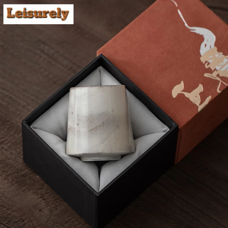 120ML Ink Painting Zhiye Roasting Teacup Creative Tea Bowl Tea Pair Tea-tasting Smelling Cup Jianzhan Master Cups Chinese Teaset