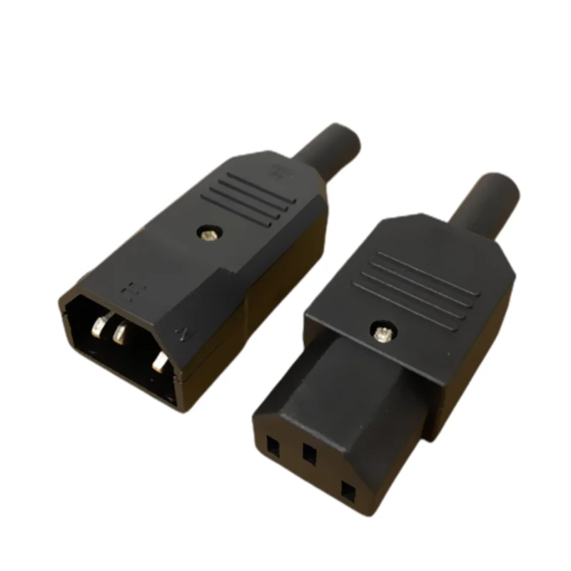 IEC 스트레이트 케이블 플러그 커넥터 C13 C14 10A 250V 검정색 여성 남성 플러그 Rewirable 전원 커넥터 3 핀 AC 소켓